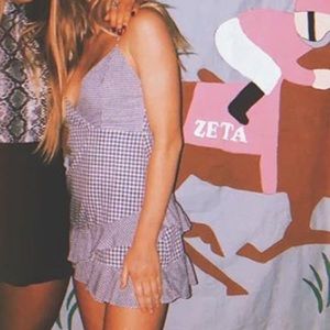 Blue and White Gingham Mini Dress